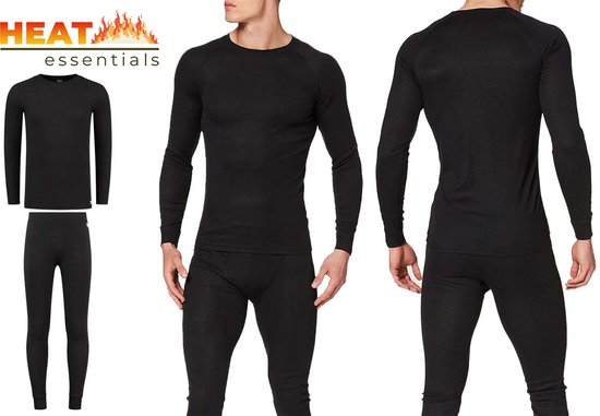 SET Thermo Shirt en Broek Heren Zwart M