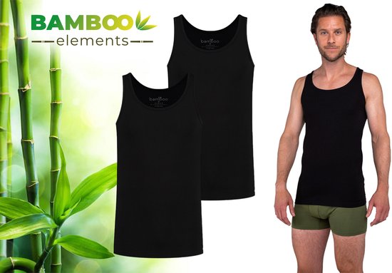 MP - Bamboo - Hemden Heren - Onderhemd Heren - 2-pack - Zwart - XL