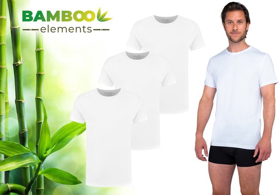 Bamboe T-Shirts Ronde Nek Heren 3-Pack Wit XXL
