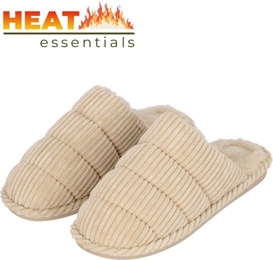 MP - Pantoffels Dames 39 40 - Zand - Corduroy - Sloffen Dames Maat 39 40