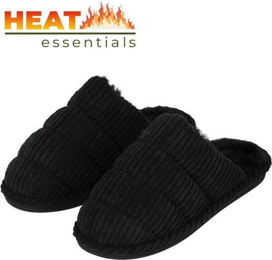 MP - Pantoffels Dames 39 40 - Zwart - Corduroy - Sloffen Dames Maat 39 40