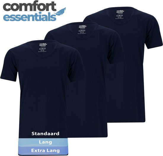 CE Heren T Shirts Extra Lang V-Hals 3pk Navy XL