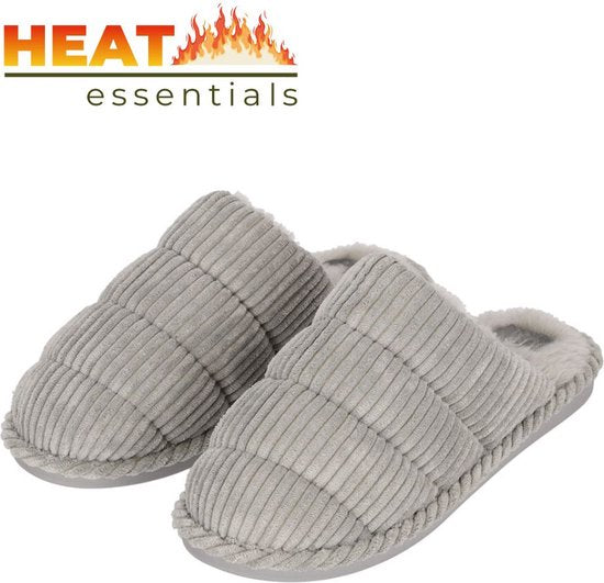 MP - Pantoffels Dames 37 38 - Grijs - Corduroy - Sloffen Dames Maat 37 38