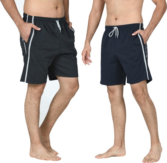 PC Loungewear Korte Broeken Heren 2-Pack Navy-Antraciet