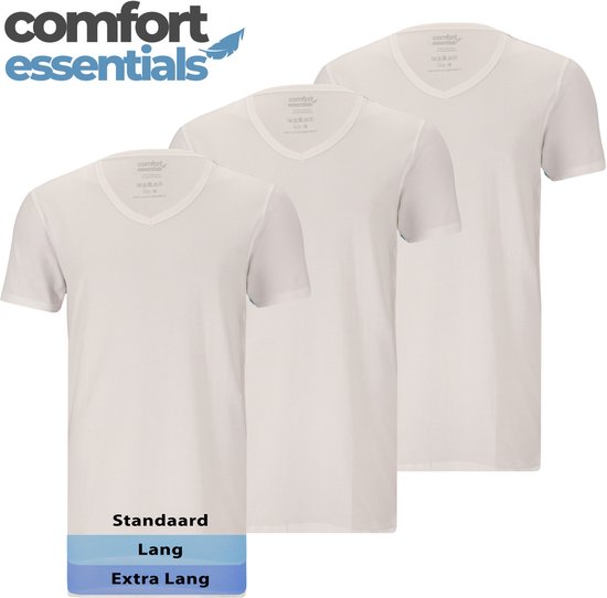 CE Heren T Shirts Extra Lang V-Hals 3pk Wit XXL