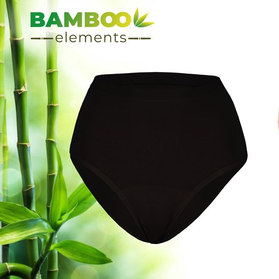 Bamboo  Period Underwear High Waist Brief Zwart XL