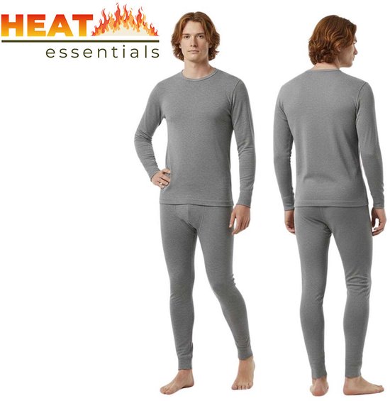 Heat Essentials - Merino Wol - Thermokleding Heren - Set - Grijs - Maat XL