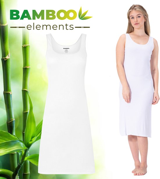 MP - Bamboo Elements - Onderjurk Wit - XXL/XXXL - EU 44-46 - Onderjurk Dames - Lang - Brede Bandjes