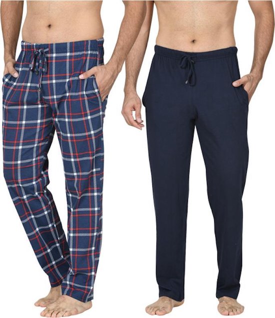 MP - Comfort Essentials - Pyjama Broek - 2pk - Navy Geruit / Navy - XXL