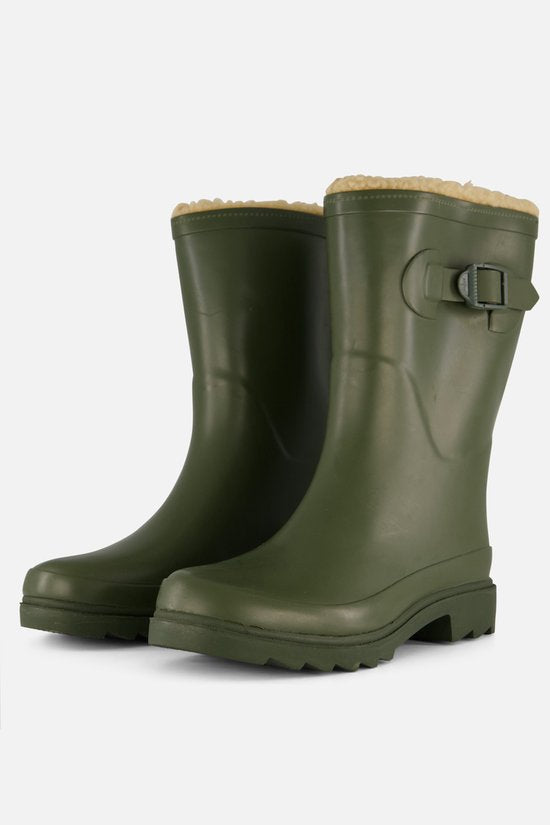 Dames Halfhoge Laarzen Bont Groen