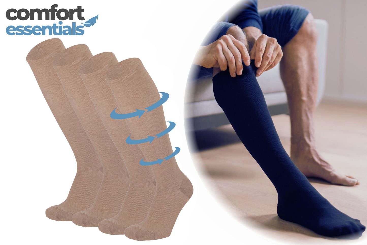 Modal Travel Compressie sokken 2pk Zand 35/38