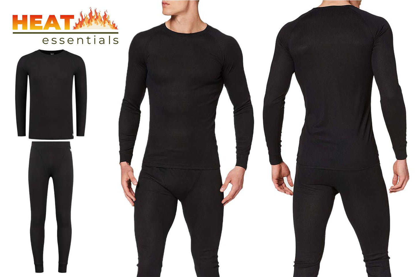 SET Thermo Shirt en Broek Heren Zwart M