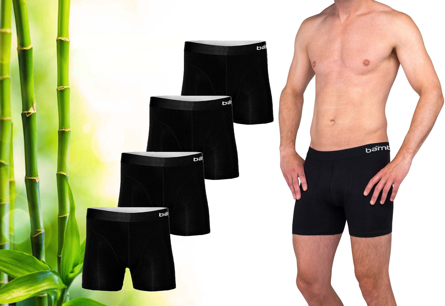 Bamboe Boxershorts Heren 4-Pack Zwart M