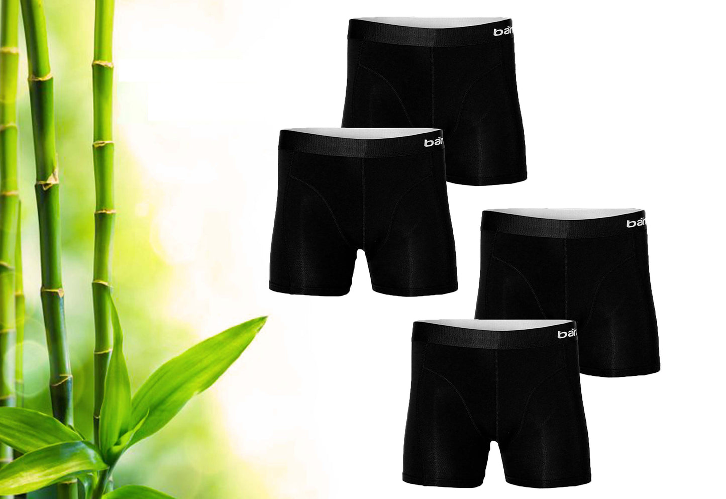 Bamboe Boxershorts Heren 4-Pack Zwart M