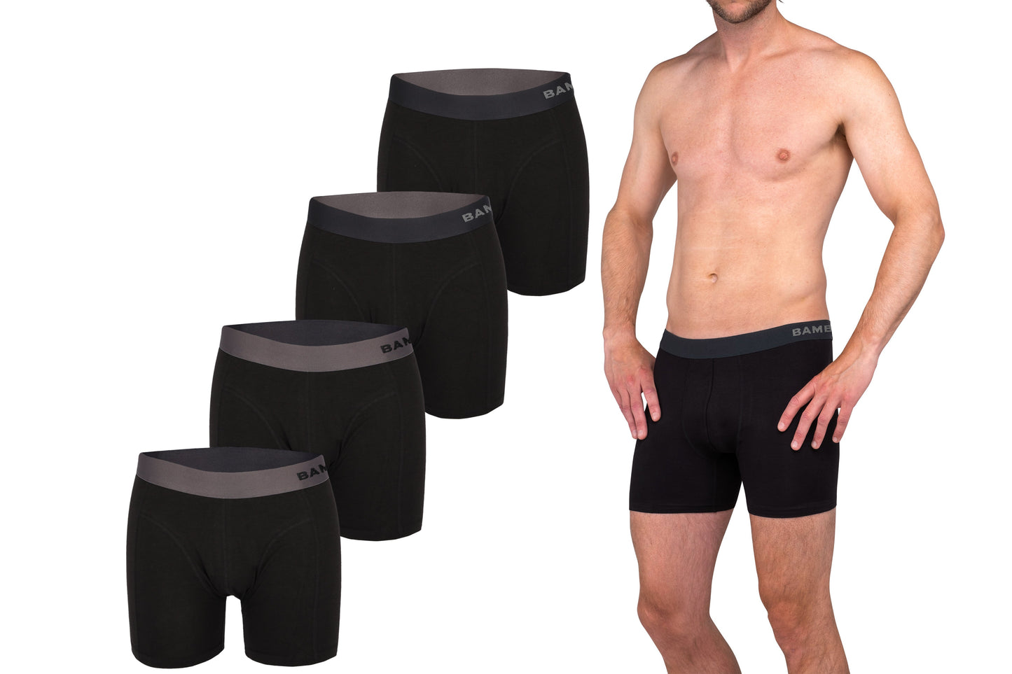 Bamboe Boxershorts Heren 4-Pack Zwart M