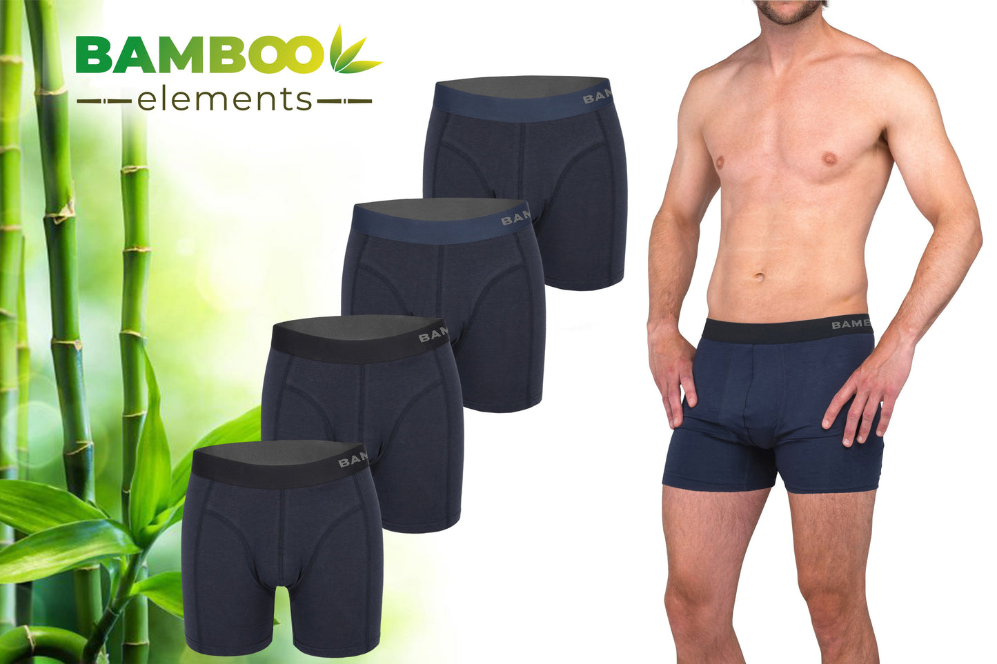 Bamboe Boxershorts Heren 4-Pack Navy L