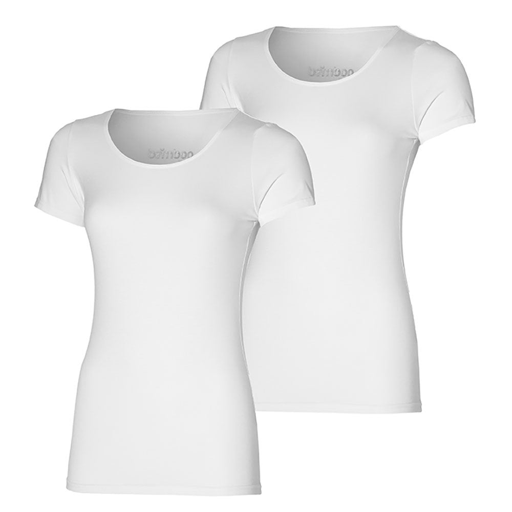 MP - Bamboo Elements - T Shirt Dames - Bamboe - Ronde Hals - 2 Stuks - Wit - L