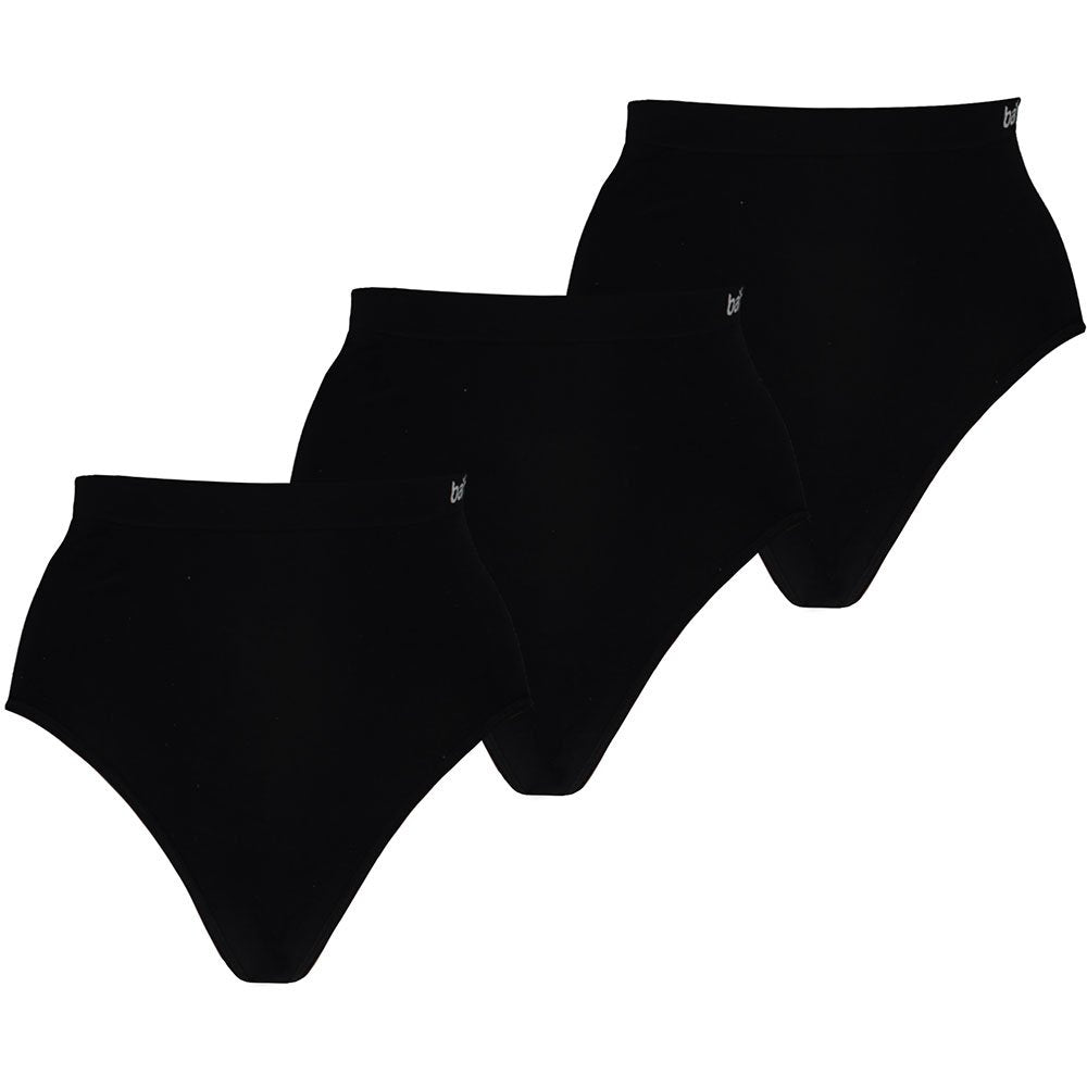 MP - Bamboo - Naadloos Dames Ondergoed - Bamboe - 3 Stuks - High Waist Slips - Zwart M