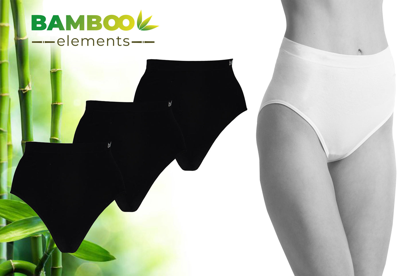 MP - Bamboo - Naadloos Dames Ondergoed - Bamboe - 3 Stuks - High Waist Slips - Zwart L