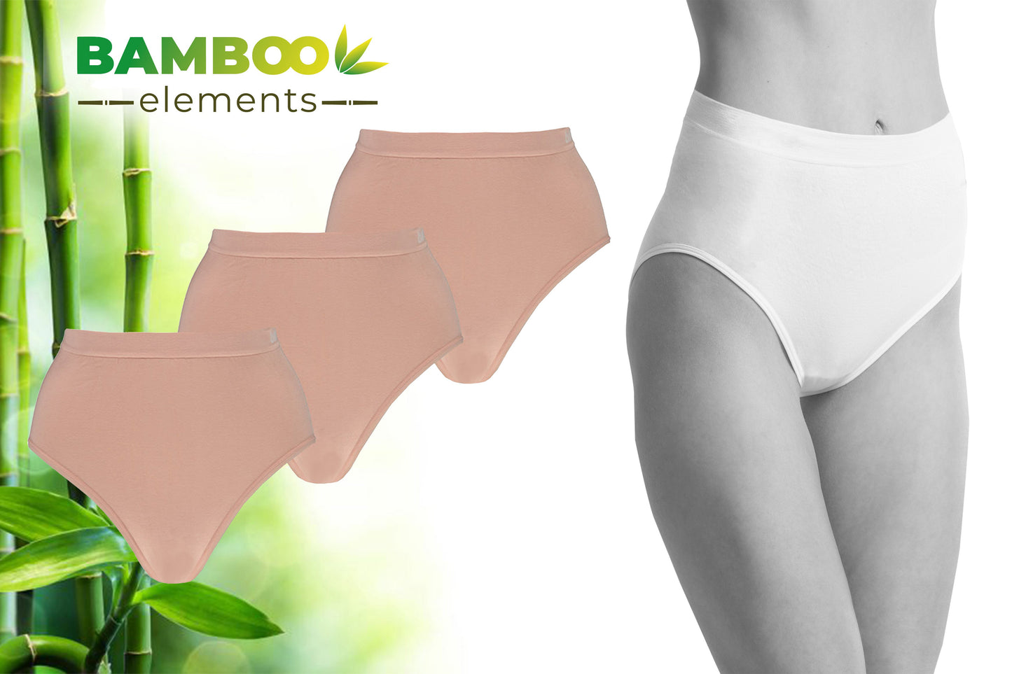 MP - Bamboo - Naadloos Dames Ondergoed - Bamboe - 3 Stuks - High Waist Slips - Nude S