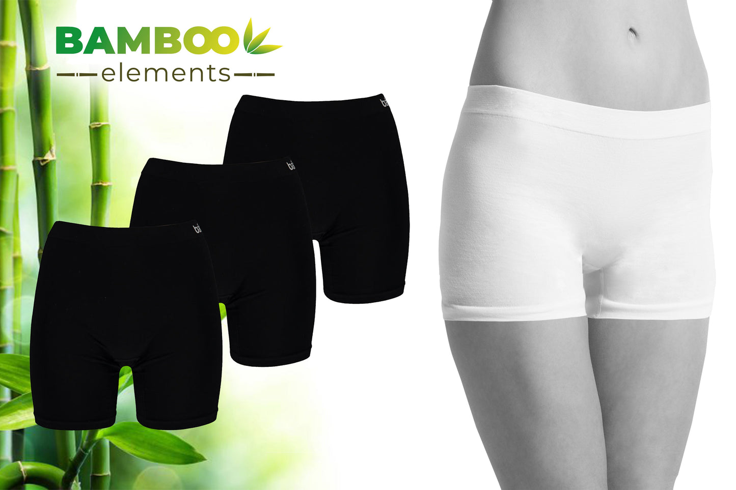 MP - Bamboo - Naadloos Ondergoed Dames - Bamboe - 3 Stuks - Shorts - Zwart - XL