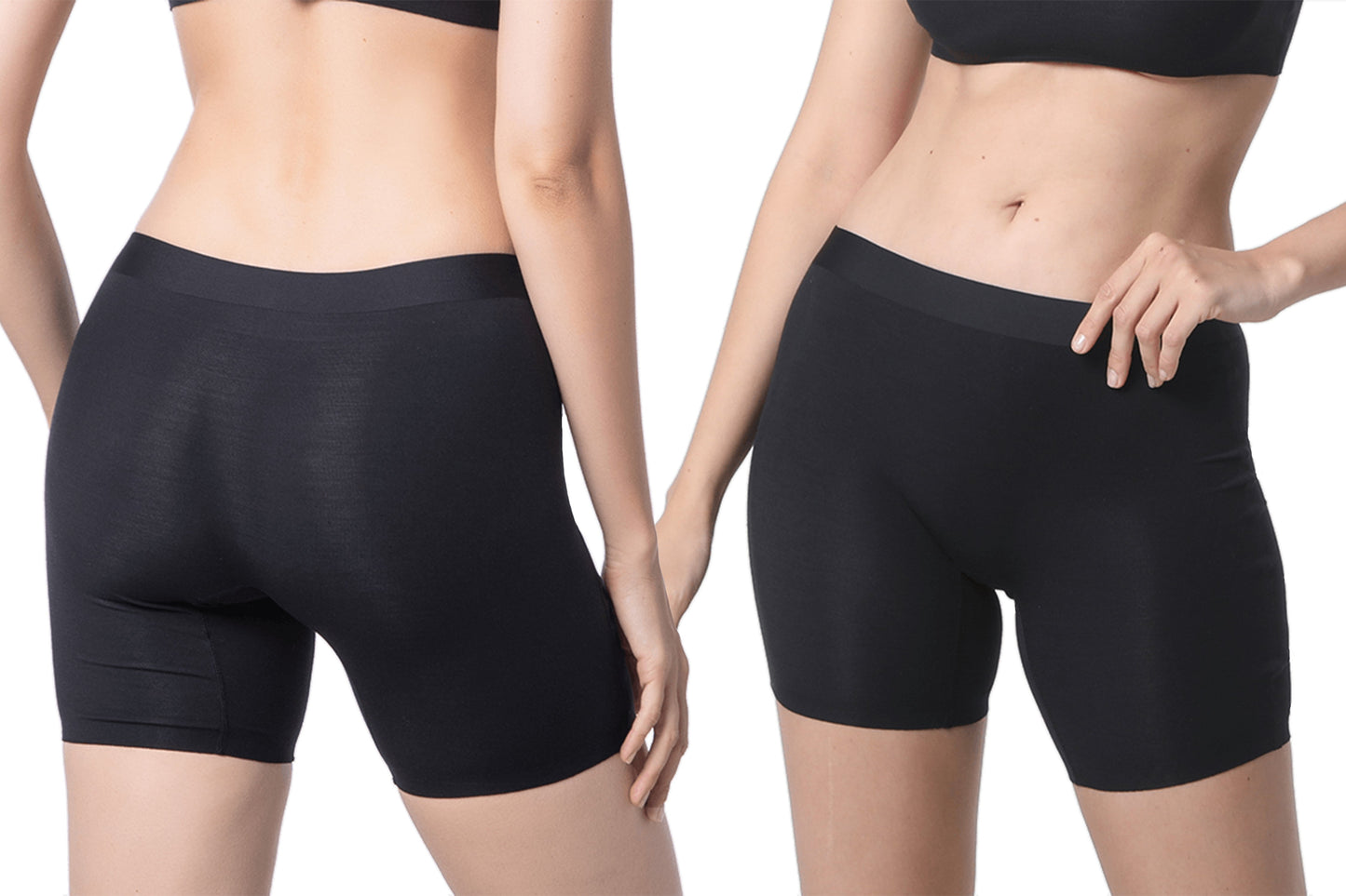 MP - Bamboo - Naadloos Ondergoed Dames - Bamboe - 3 Stuks - Shorts - Zwart - XL