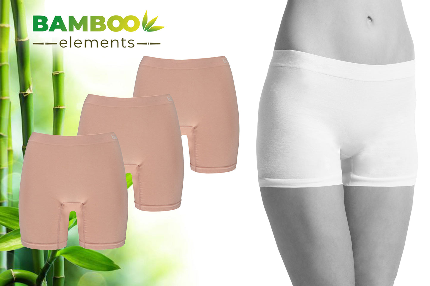 MP - Bamboo - Naadloos Ondergoed Dames - Bamboe - 3 Stuks - Shorts - Nude - S
