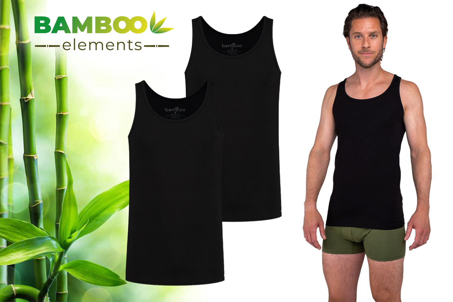 MP - Bamboo - Hemden Heren - Onderhemd Heren - 2-pack - Zwart - XL