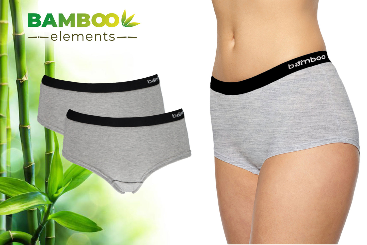 MP - Bamboo - Ondergoed Dames - Hipster - Bamboe - 2 Stuks - Grijs XL