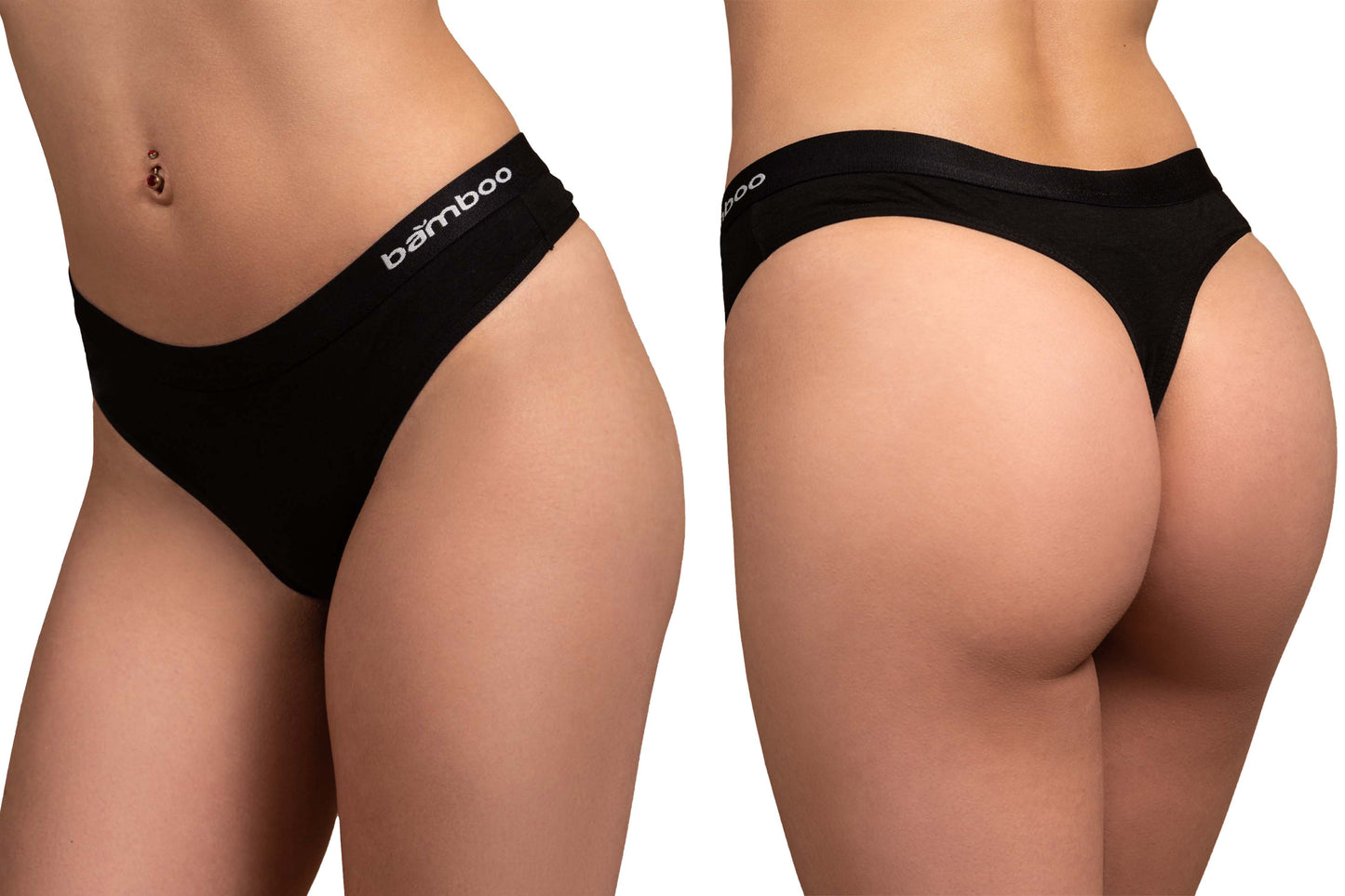 MP - Bamboo - Ondergoed Dames - String - Bamboe - 3 Stuks - Zwart - M
