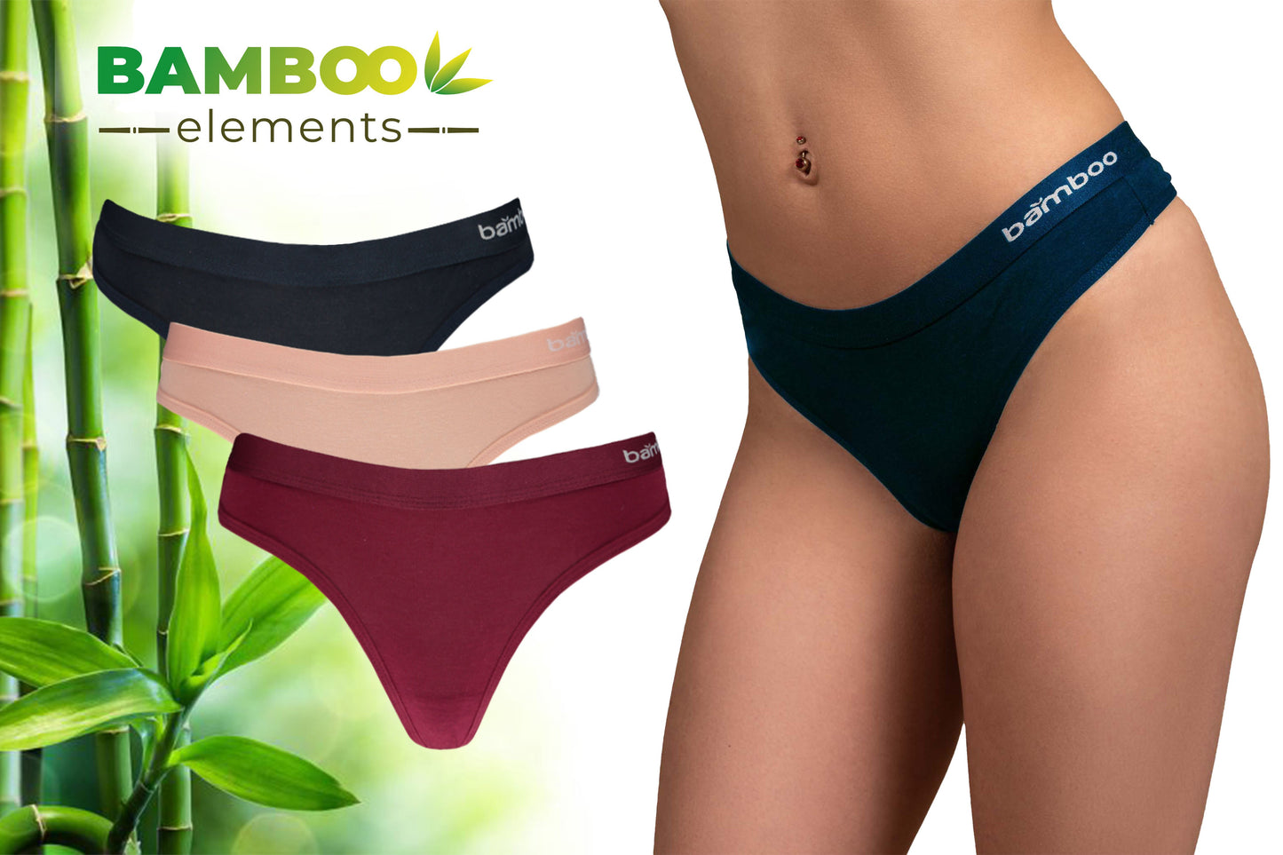 MP - Bamboo - Ondergoed Dames - String - Bamboe - 3 Stuks - Multi - M