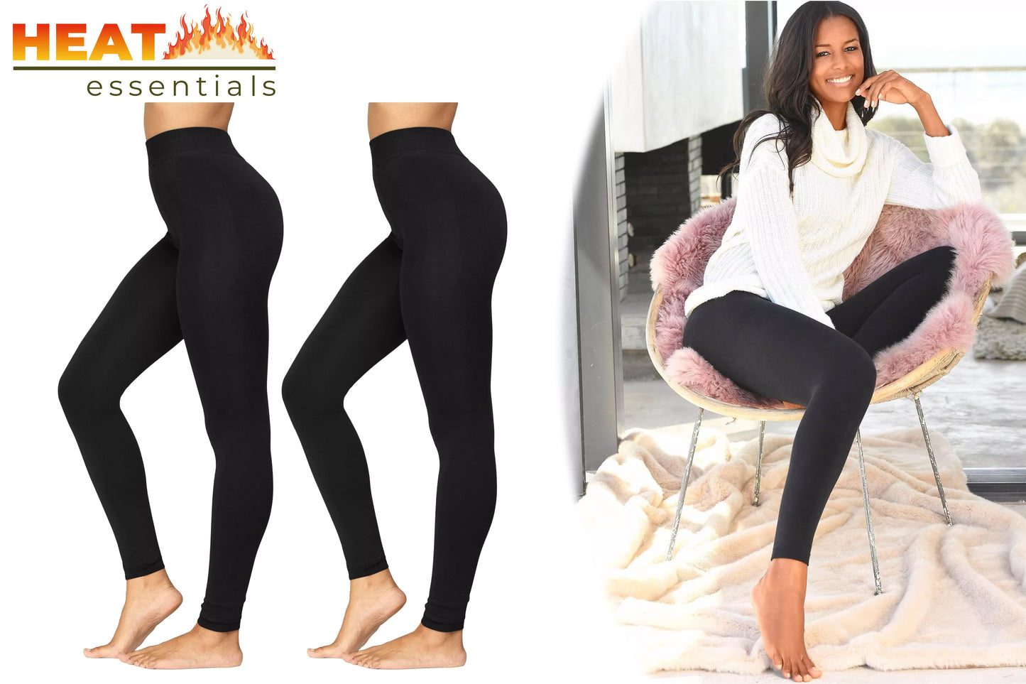 MP - Heat Essentials - Thermo Legging Dames - Fleece Panty - 2 Stuks - Zwart - XXL