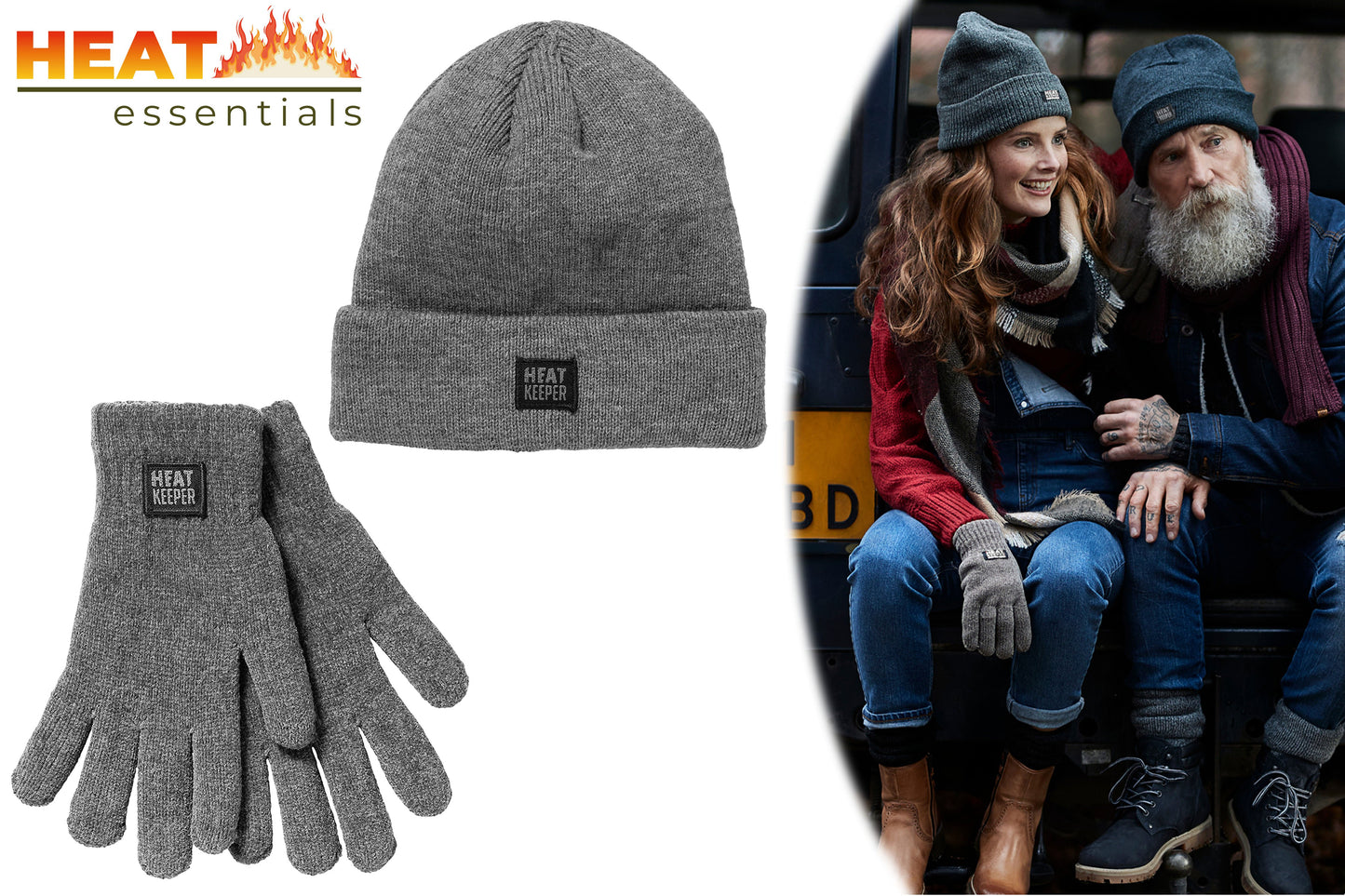 SET thermo muts en handschoenen grijs heren L/XL
