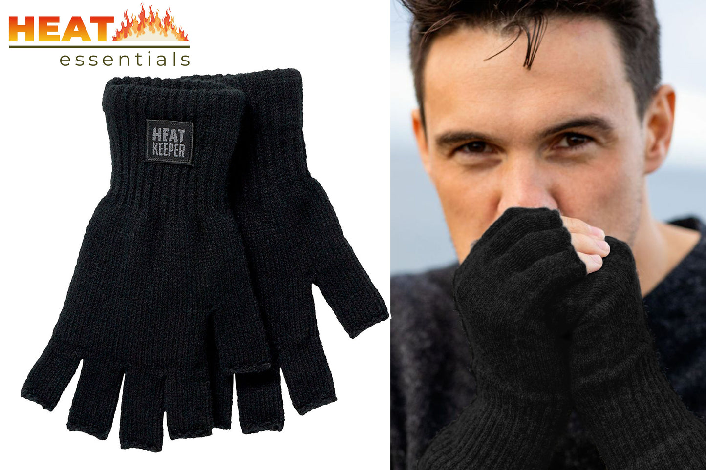 MP - Heat Essentials - Vingerloze Handschoenen - Unisex - Zwart - XXL