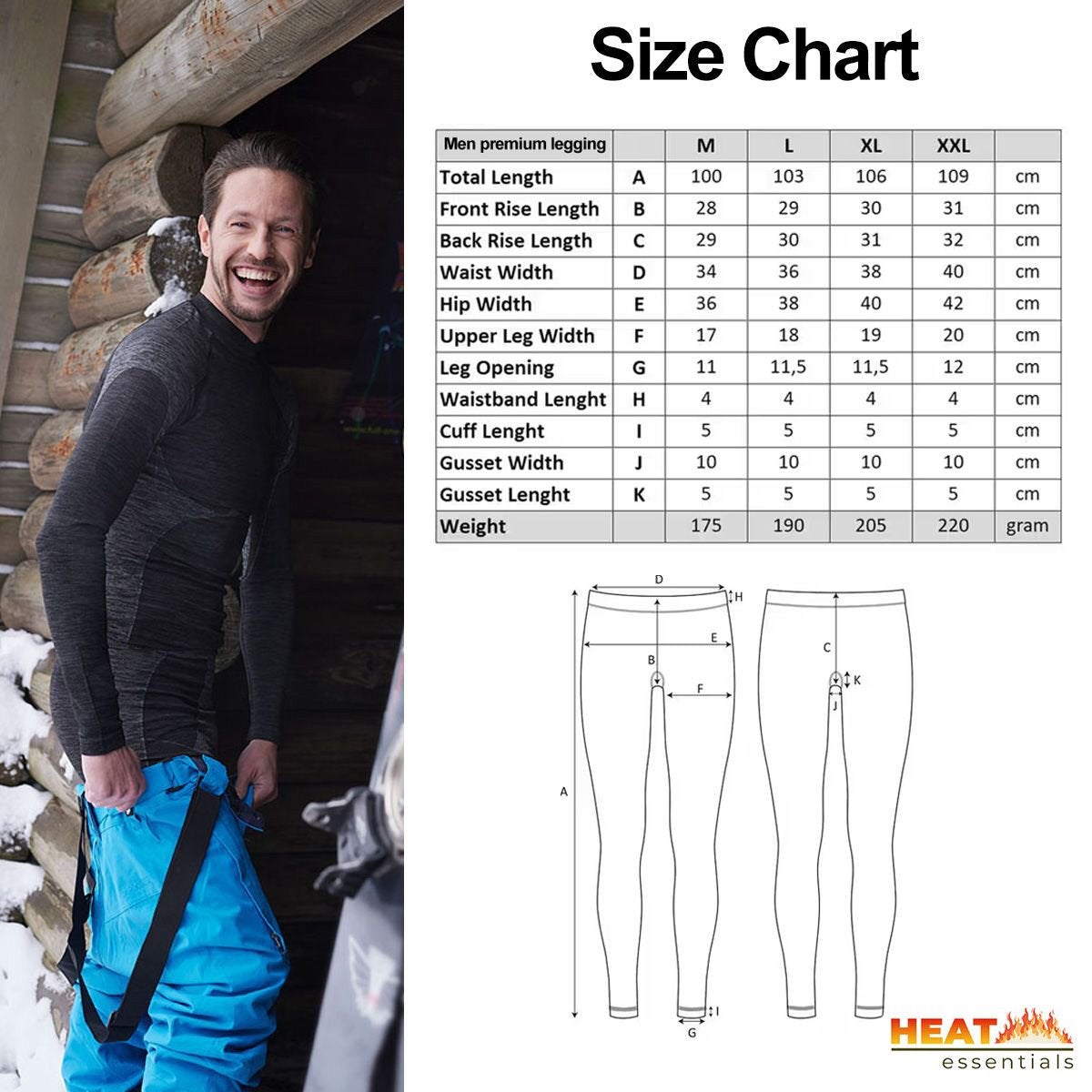 MP - Heat Essentials - Premium Thermobroek Heren - Zwart - XL