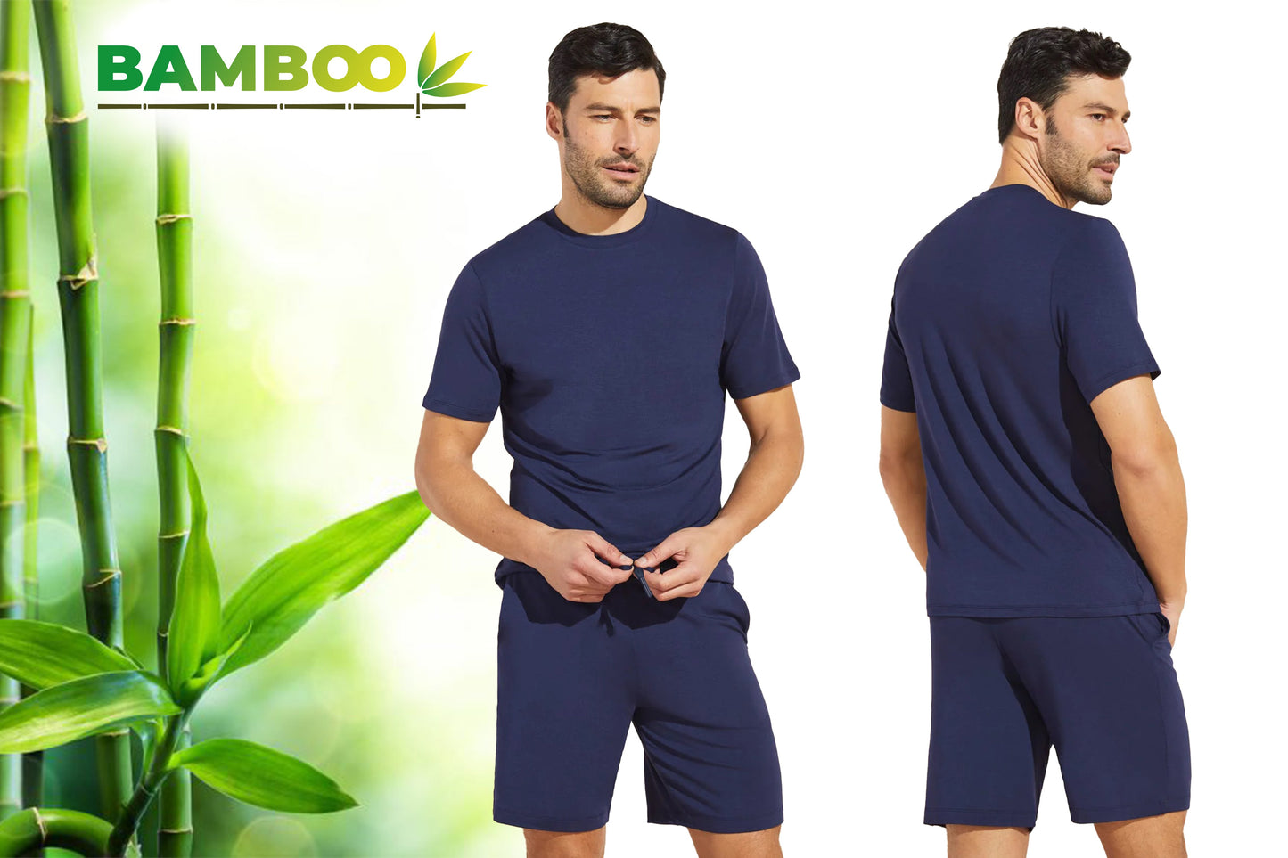 Bamboo Pyjamabroek Kort Navy M