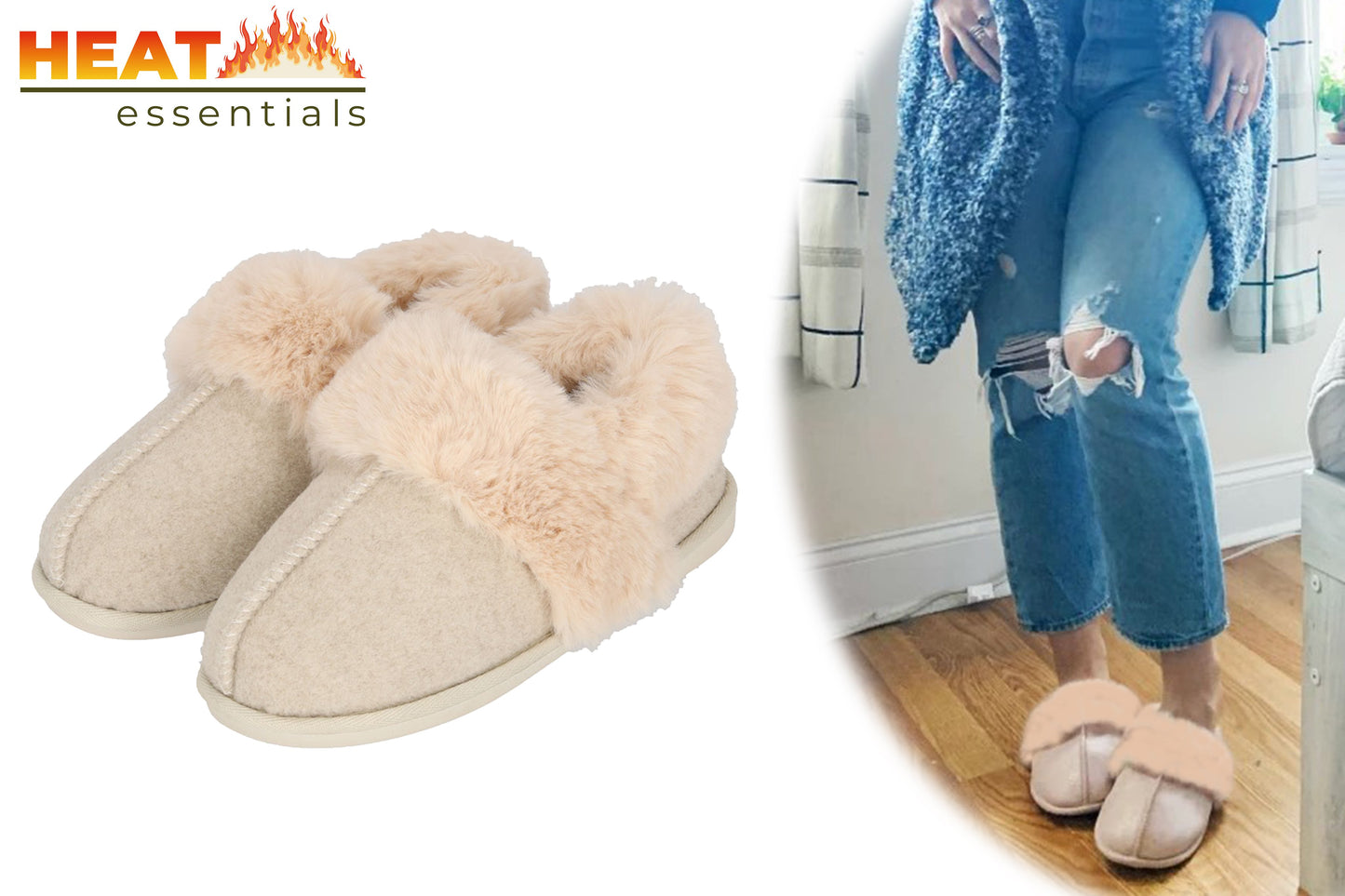 MP - Instap Sloffen Dames | Vilt | Off White | Maat 37/38