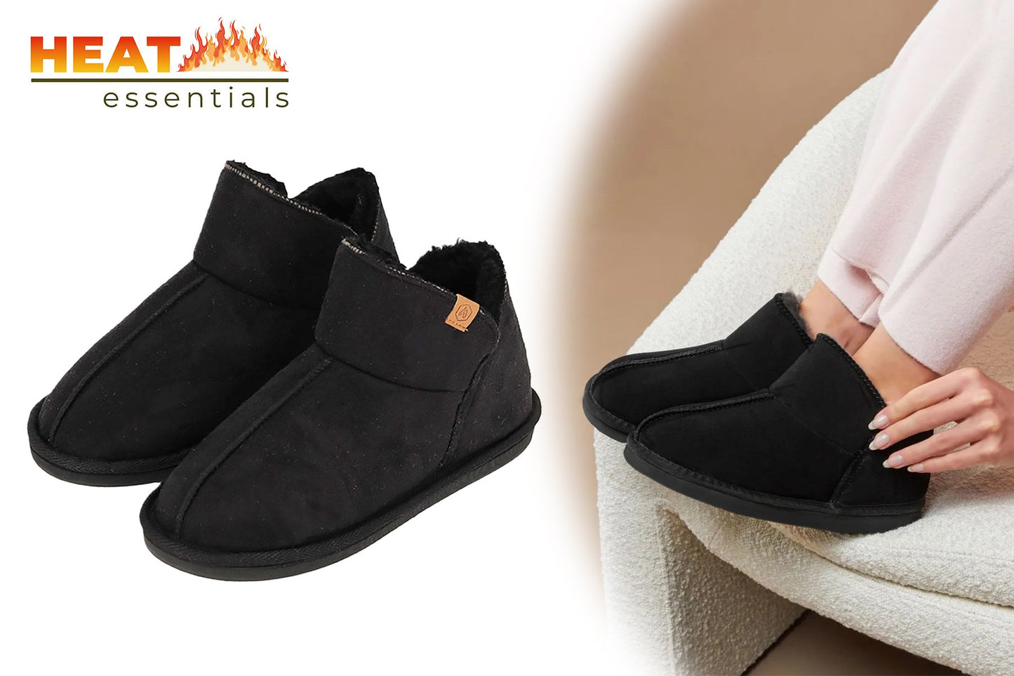 MP - Heat Essentials - Suede Pantoffels Dames - Zwart - 37/38