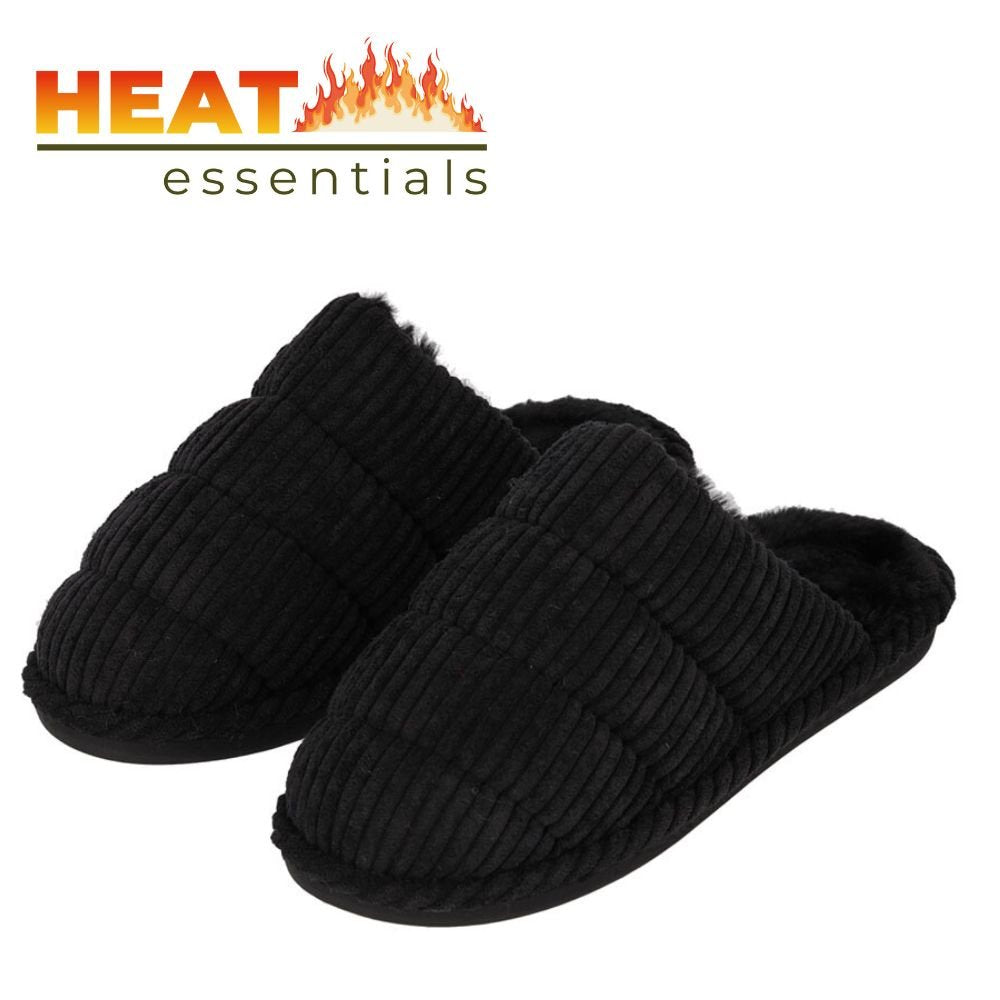 MP - Pantoffels Dames 39 40 - Zwart - Corduroy - Sloffen Dames Maat 39 40