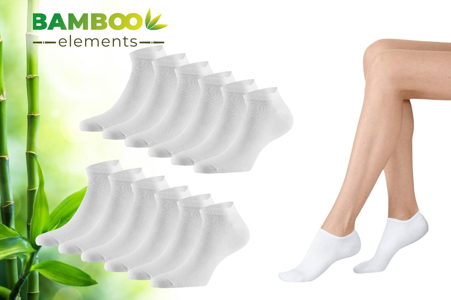 Bamboo Sneakersokken 12-Pack  Wit 43-46