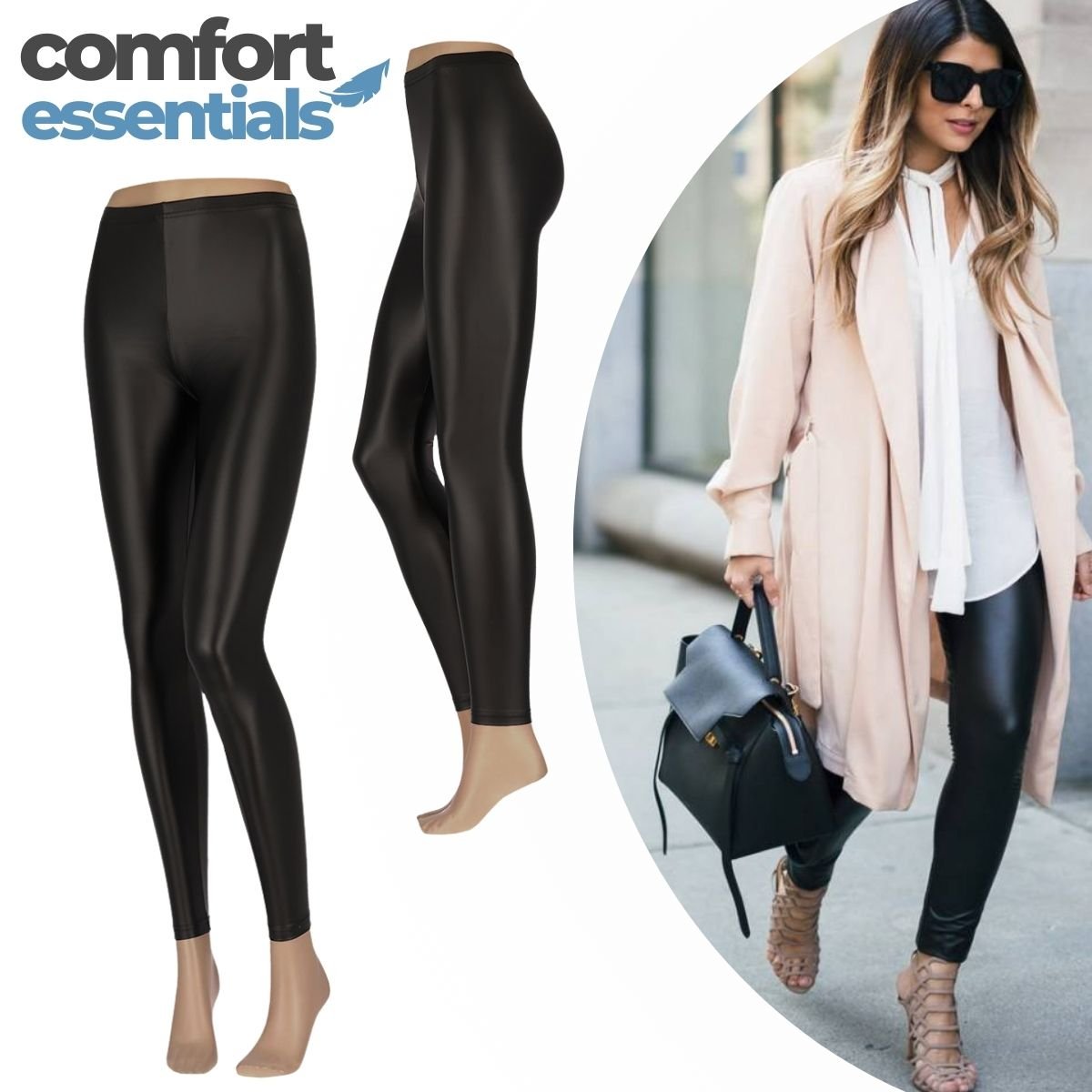 MP - Legging Dames Leather Look Zwart - Maat L/XL