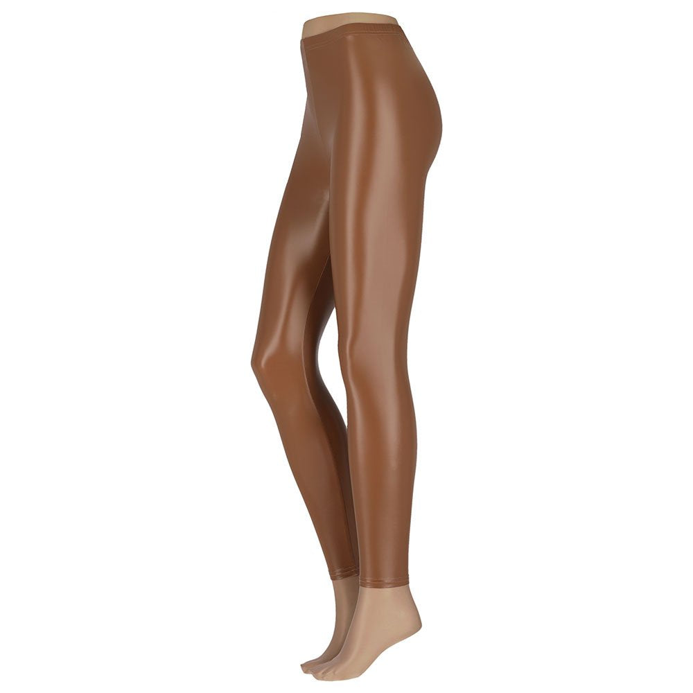 MP - Legging Dames Leather Look â€“ Latex Legging â€“ Bruin - Maat S/M