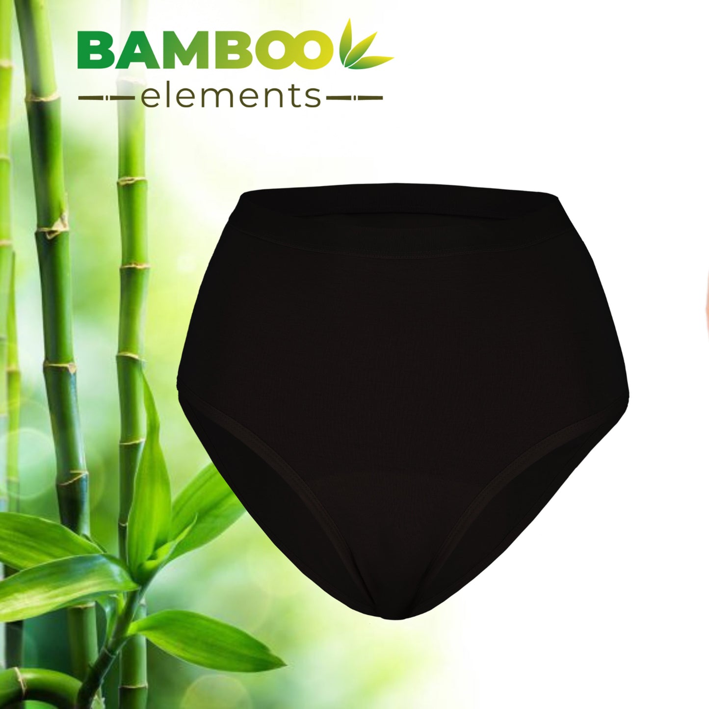Bamboo  Period Underwear High Waist Brief Zwart M
