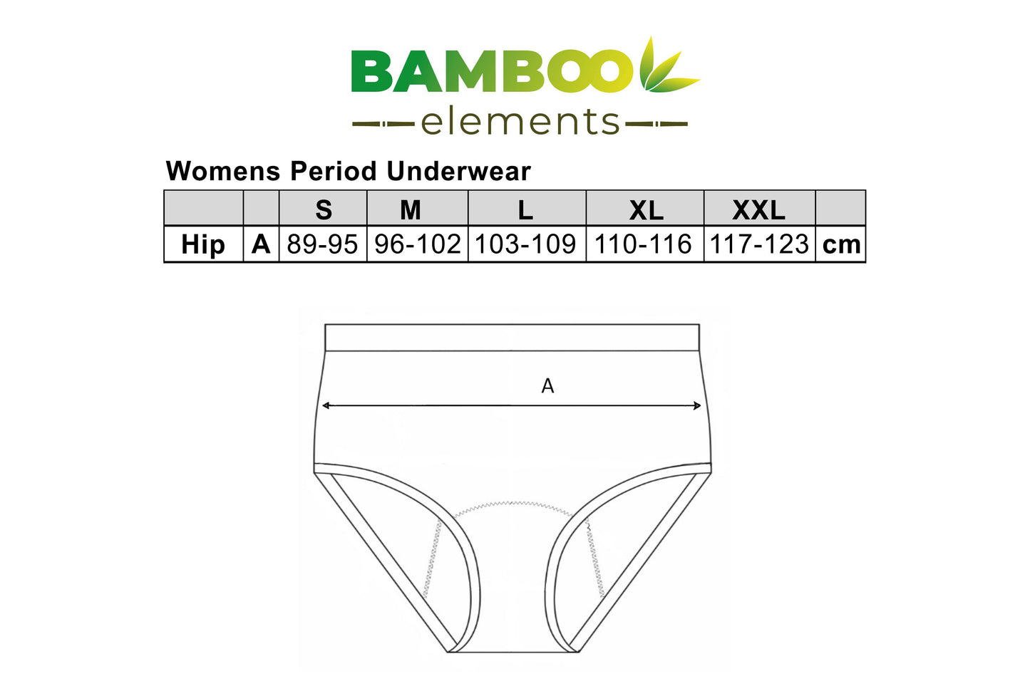 Bamboo  Period Underwear Hipster Zwart M