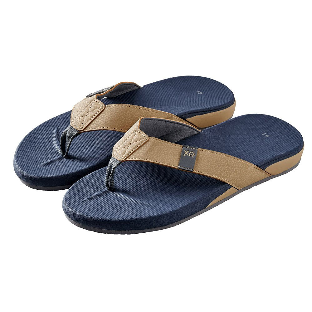 Heren Comfort Teenslippers Navy- Beige 44