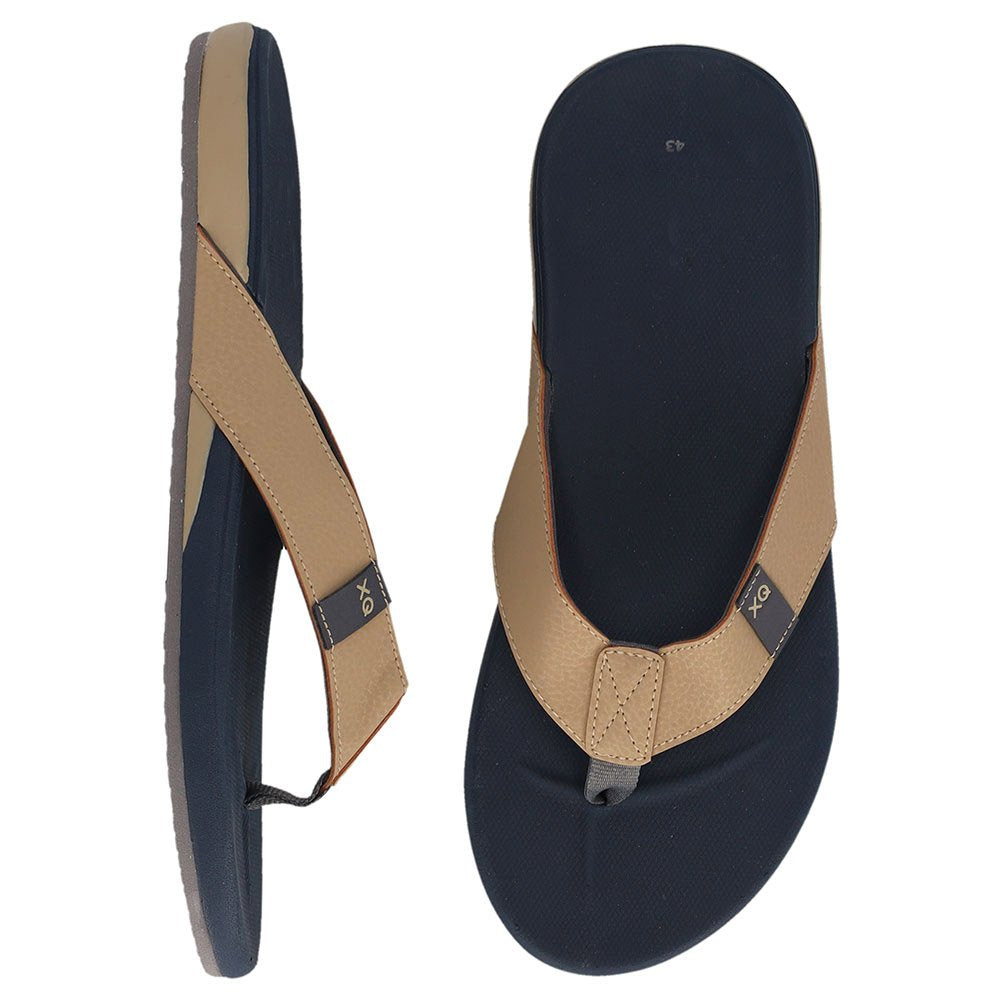Heren Comfort Teenslippers Navy- Beige 44