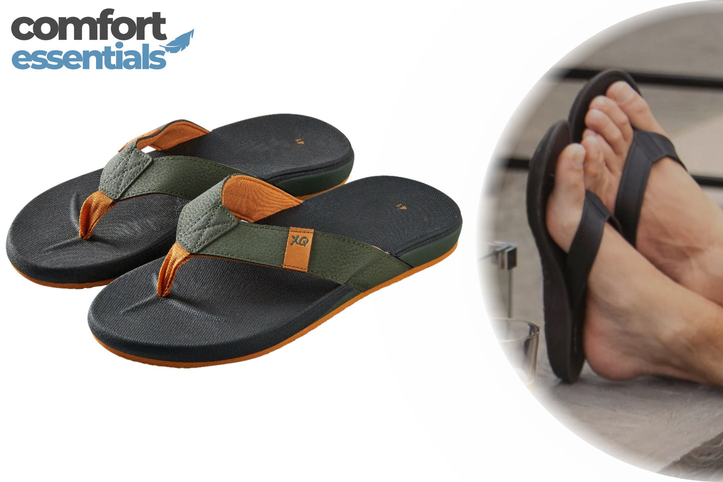 Heren Comfort Teenslippers Zwart-Groen 43