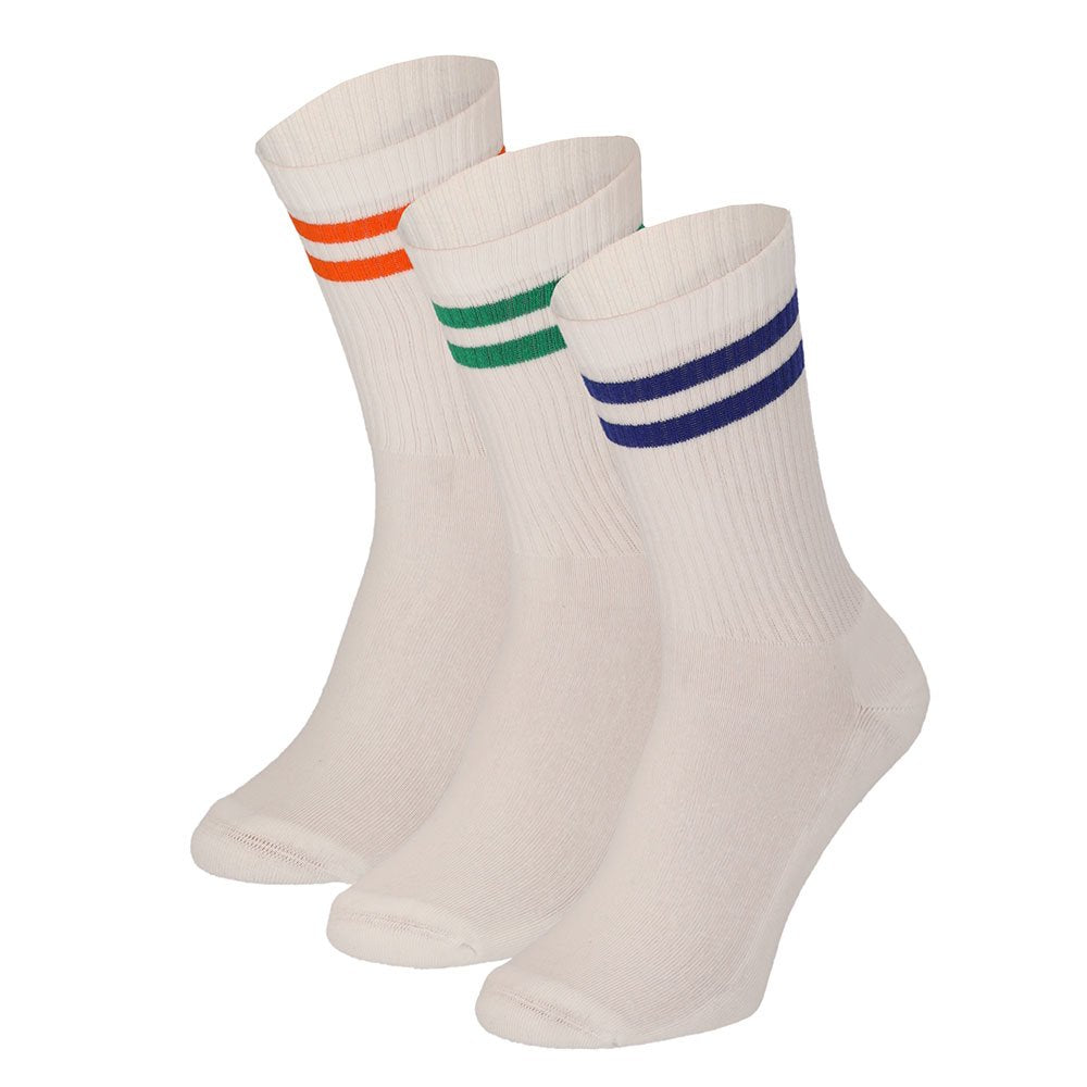 MP - Comfort Essentials - Sportsokken Heren - 3 paar - Wit Met Gekleurde Strepen