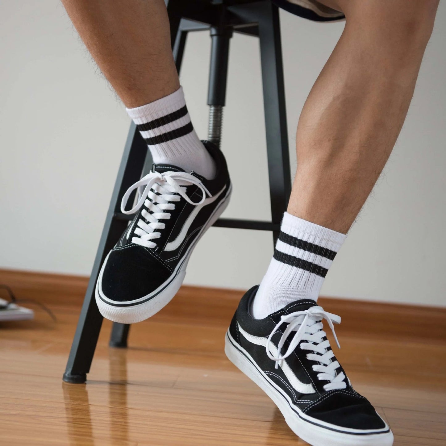 MP - Comfort Essentials - Sportsokken Heren - 3 paar - Wit Met Gekleurde Strepen