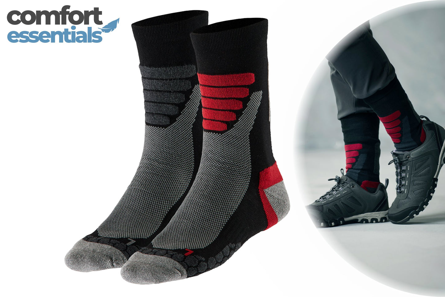 MP - Comfort Essentials Wandelsokken All Weather 2-Pack  - Multi Zwart - Maat 39/42